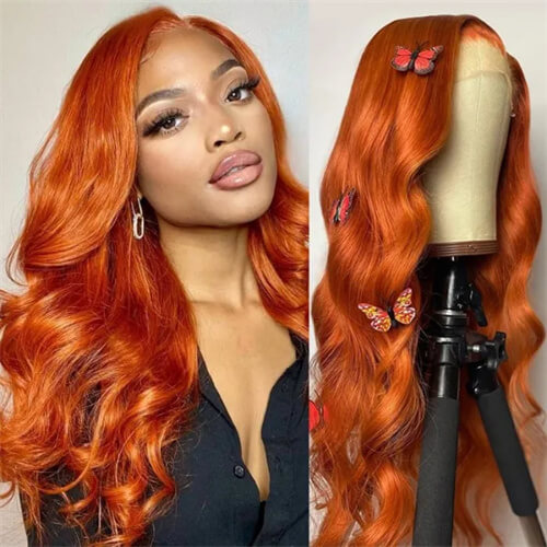 orange ginger lace part  wig human hair