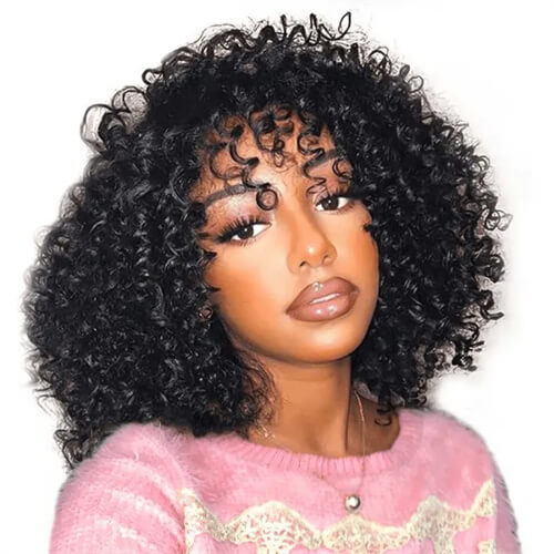 Curly Afro Wig With Bangs