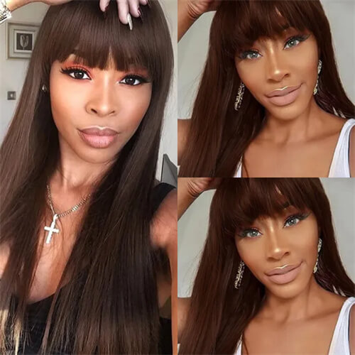 dark brown glueless wig