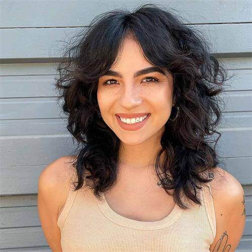 layered wolf cut for thick hair