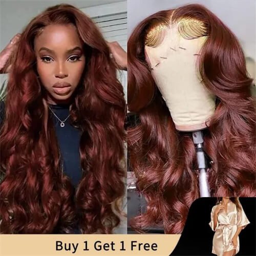 reddish brown body wave wig