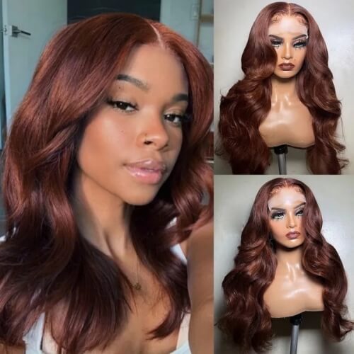 reddish brown wig long hair