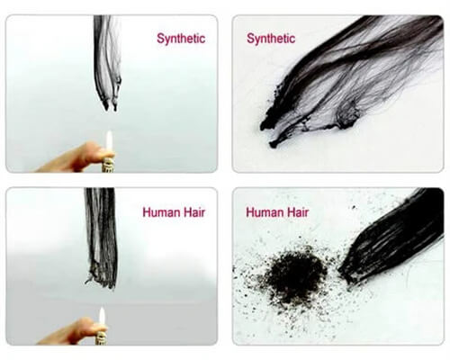 distinguish synthetic and human hair wigs