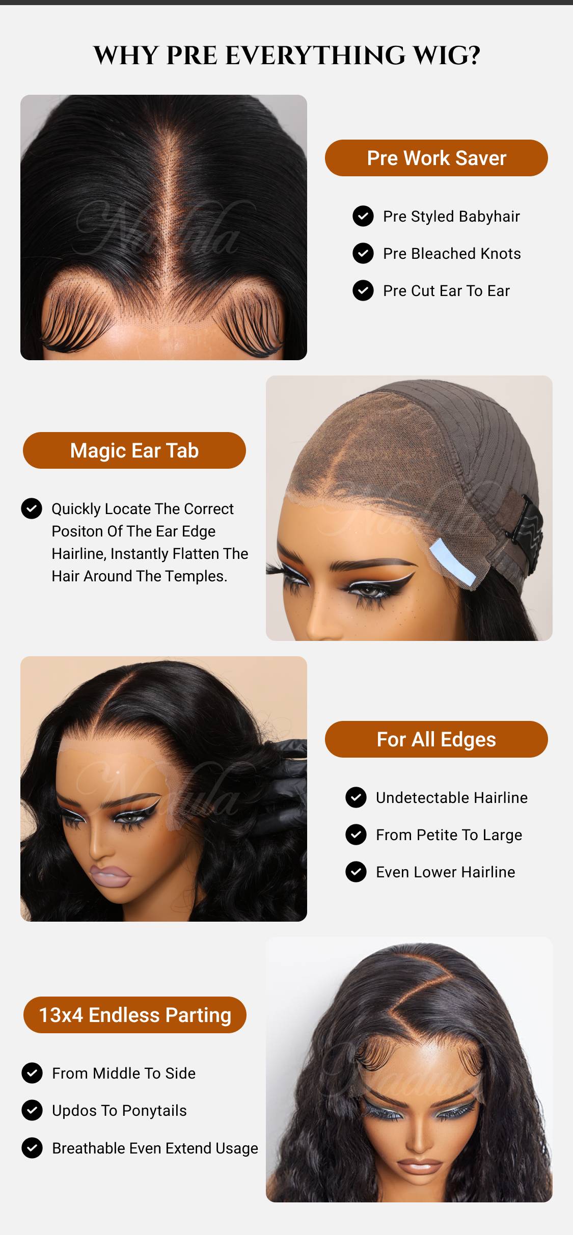 
    Nadula 13x4 Pre-everthing Lace Front Honey Blonde Body Wave Real Ear to Ear Lace Put on and Go Wig